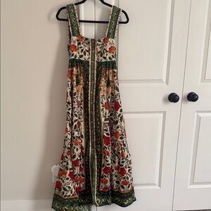 FARM Rio Green and Orange Floral Maxi Dress